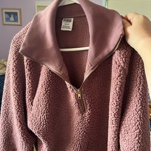 Pink Victoria Secert quarter-zip sweater sz L
